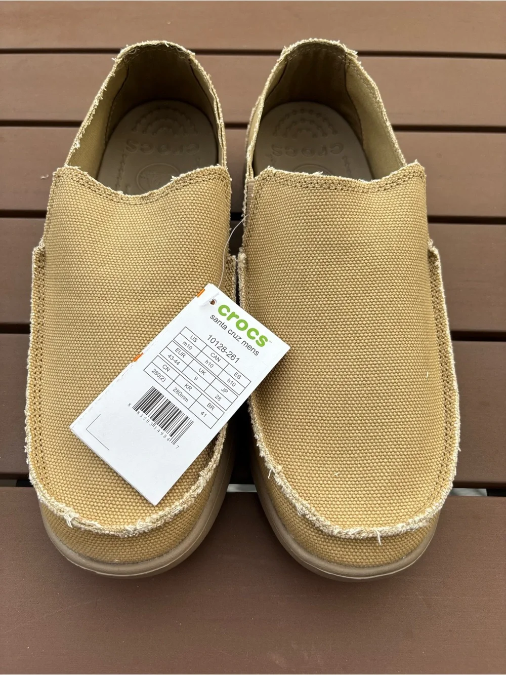 CROCS Men’s Canvas Slip-On Loafers in Khaki Tan